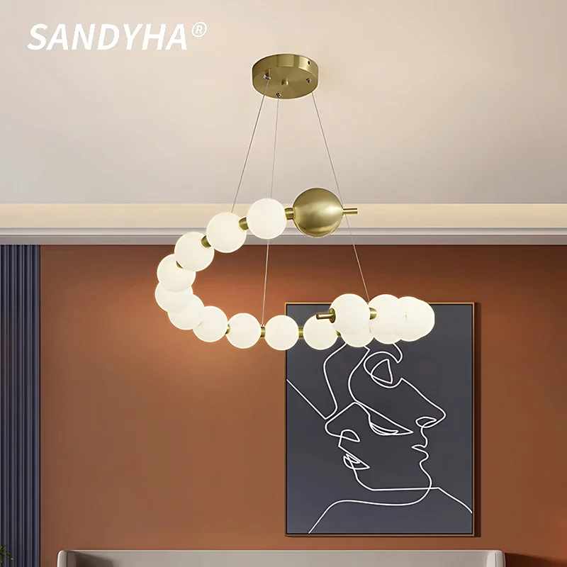 Nordic Minimalist French Cream Pearl LED Pendant Light Suitable For Living Room Bedroom Restaurant Study Home Decor chandeliers