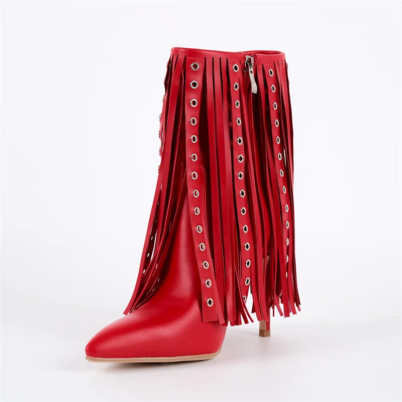 Onlymaker أشار تو هامش خنجر عالية الكعب حذاء من الجلد منتصف العجل الأحذية موضة الجانب سستة الأحذية #2