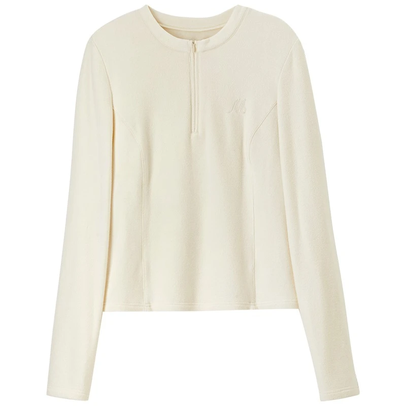 SENTUBILA Pullover lavorato a maglia da donna 2025 Autunno Mezza cerniera Colletto alla coreana Ricamo Top Slim-Fit Abbigliamento donna elegante 143T56422