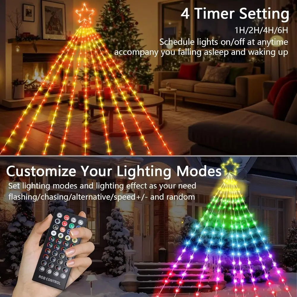 أضواء شجرة عيد الميلاد 315-LED قابلة للتخصيص مع جهاز تحكم عن بعد ومؤقت وتحكم في التطبيق ومزامنة الموسيقى لديكور ساحة العطلات #2