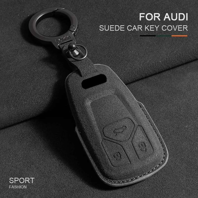 

Suede Car Smart Remote Key Case Cover For Audi A4 A4L A5 Q5 Q7 TT TTS 8S B9 2016 2017 2018 Car Key Protection Shell Accessories
