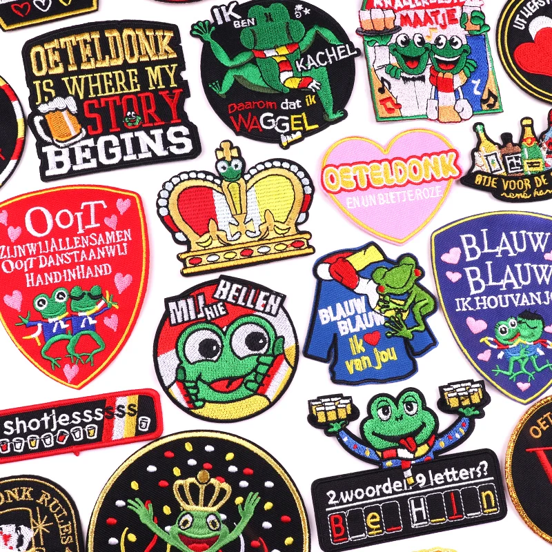 NEW Netherland Oeteldonk Emblem Embroidered Patches Netherland Carnival Patch Iron On Patches For Clothing Frog Patch Sew Badge