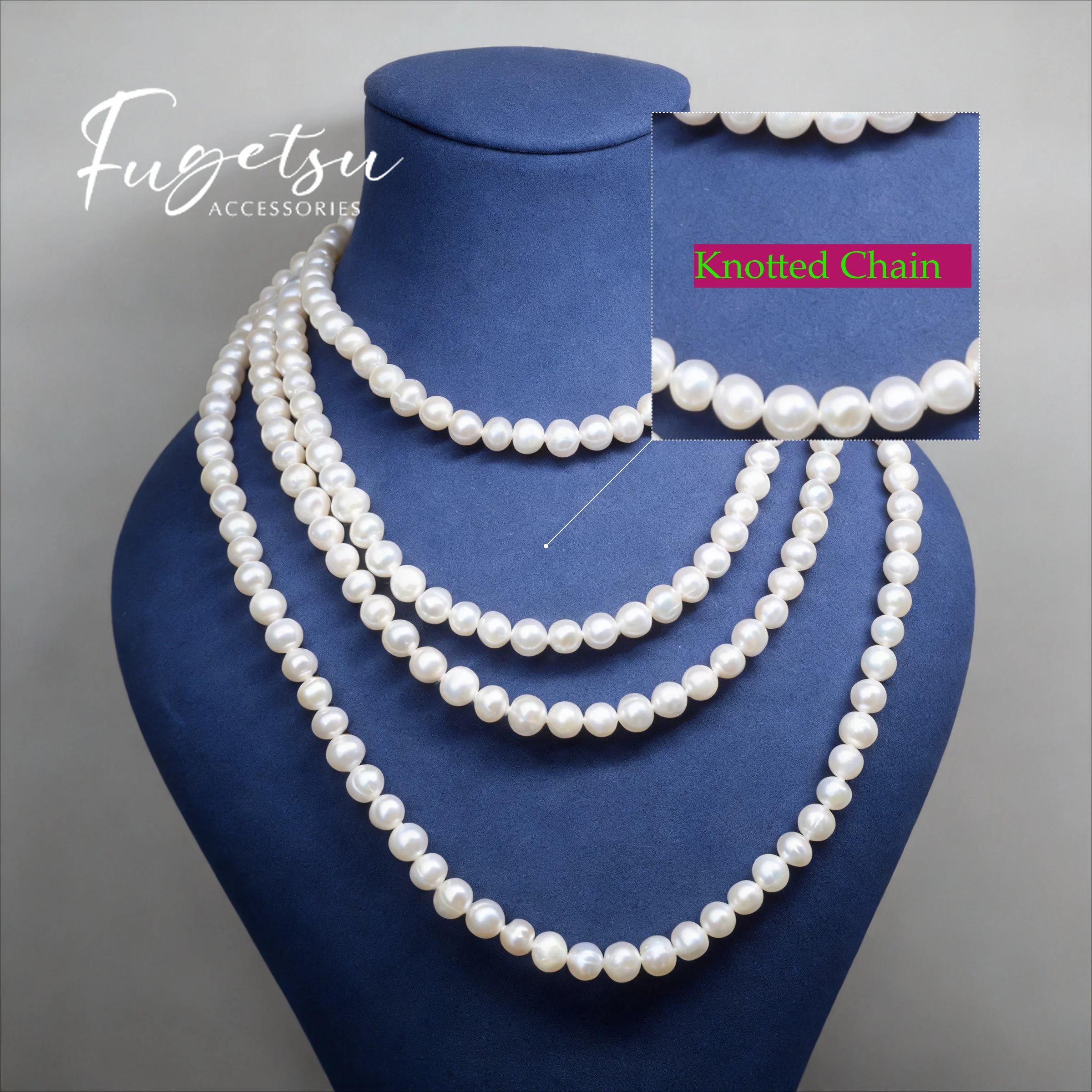 Natural Freshwater Pearl Knotted Sweater Chain Pearl 6-7mm For Christmas Holidays Gifts Length 1.6m