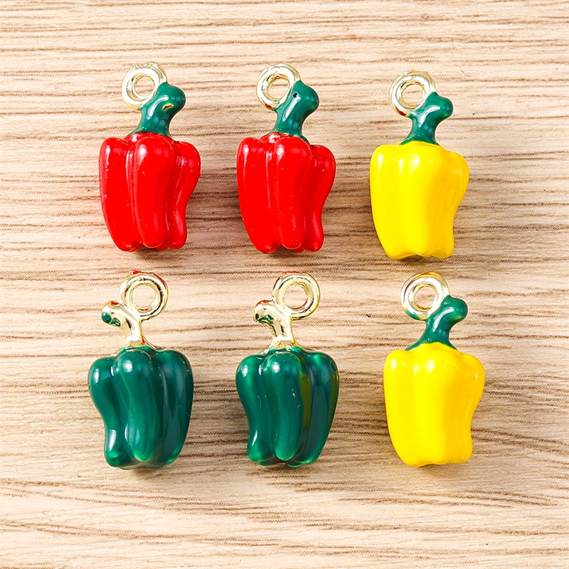 5pcs 9x18mm Cute Fruit Chilli Charms 3D Alloy Pepper Charms Pendants for Jewelry Making Necklaces Earrings Bracelets Accessoires