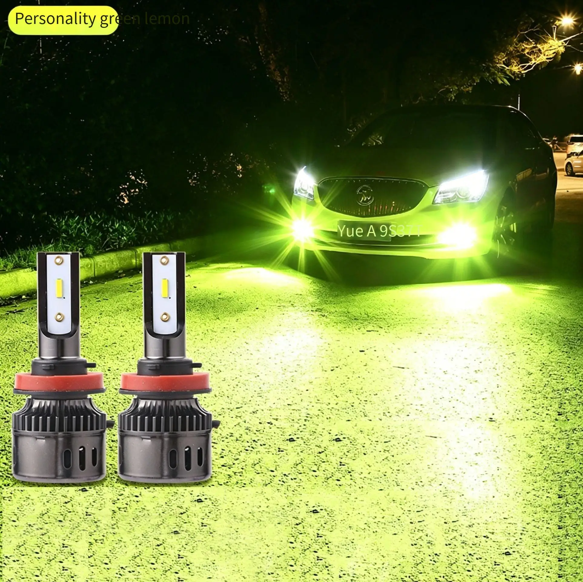 

12V 35W Green Lemon LED Headlight Bulbs Fit HB3 HB4 H8 H9 H11 H7 H3 H27 9005 9006 880 881 Fog Lamp Retrofit LED Headlamp