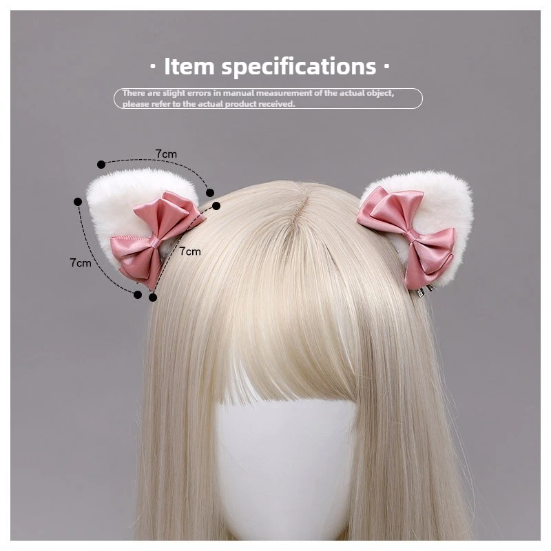 Lolita Headwear สีดําแมวหูคลิปผมสีแดง Bowknot น่ารักสาว Comic Con คอสเพลย์อุปกรณ์เสริมอะนิเมะประสิทธิภาพ Headdress