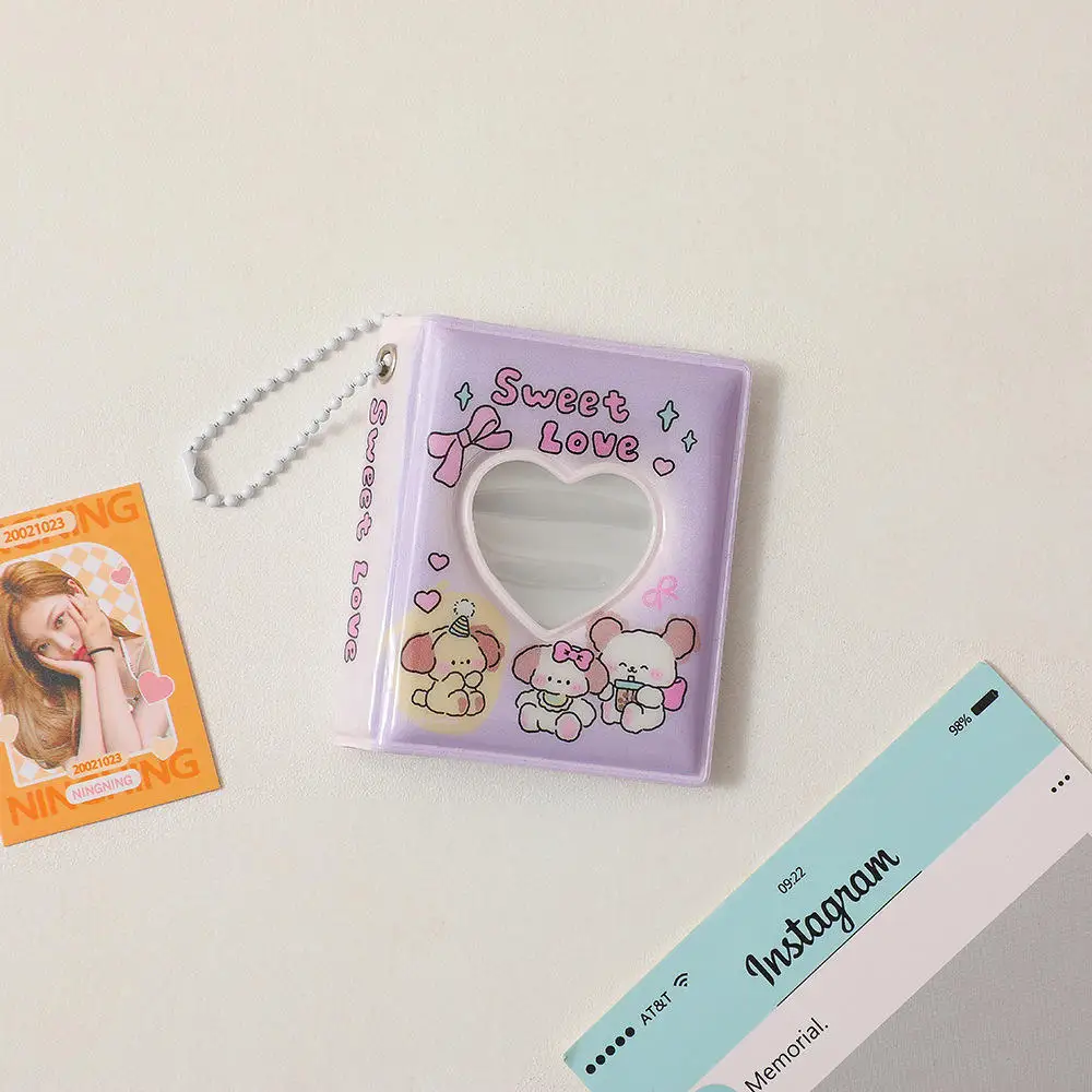 Cartoon 2-inch Mini Photo Album Girl Heart Hollow Photo Sticker Storage Book Key Chain Girl Love Hanger Card Booklet Key Ring