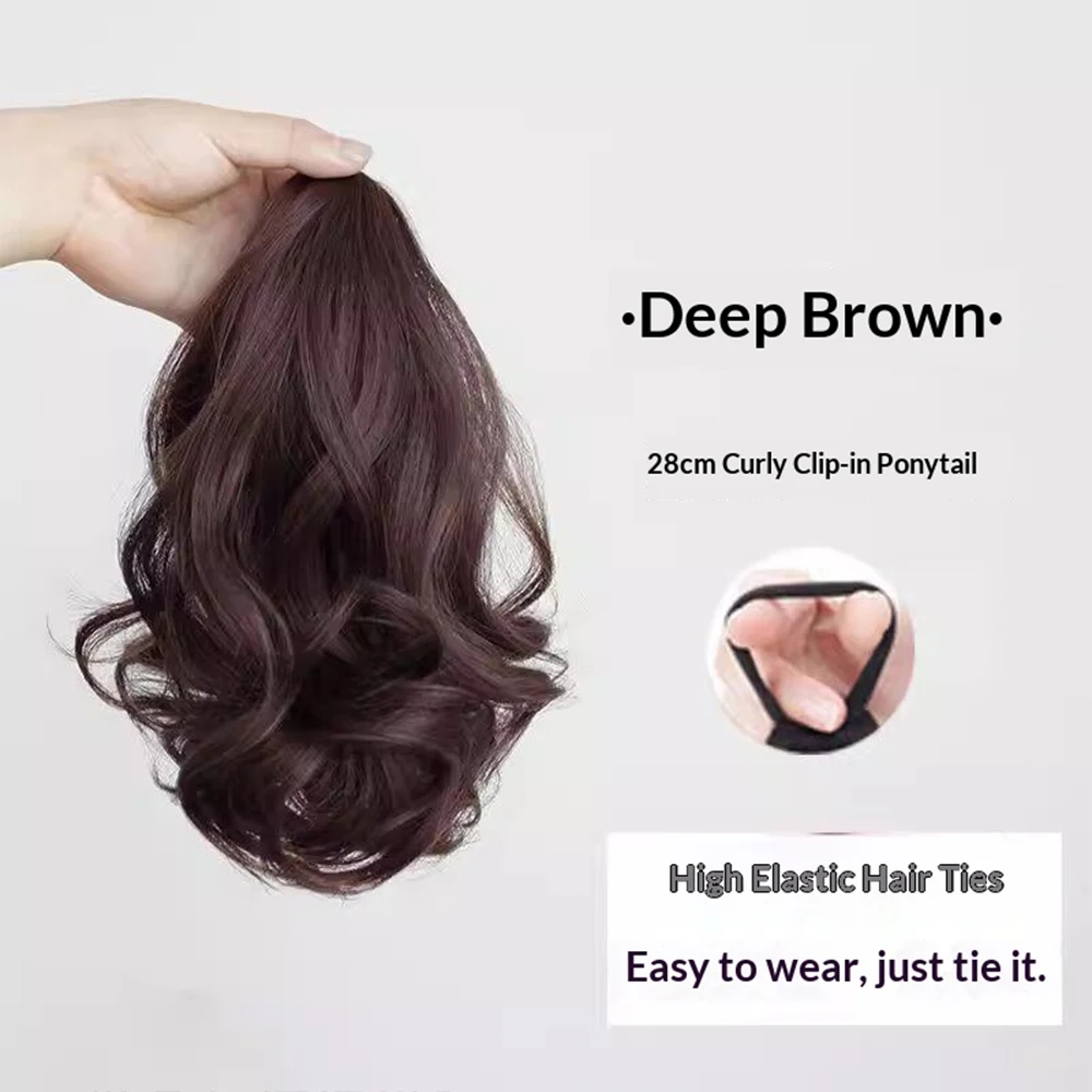 10 Inch Synthetic Pear Flower Curly Ponytail Wig Elastic Band Heat Resistant Natural Hair Accessories for Women Daily Party view 3