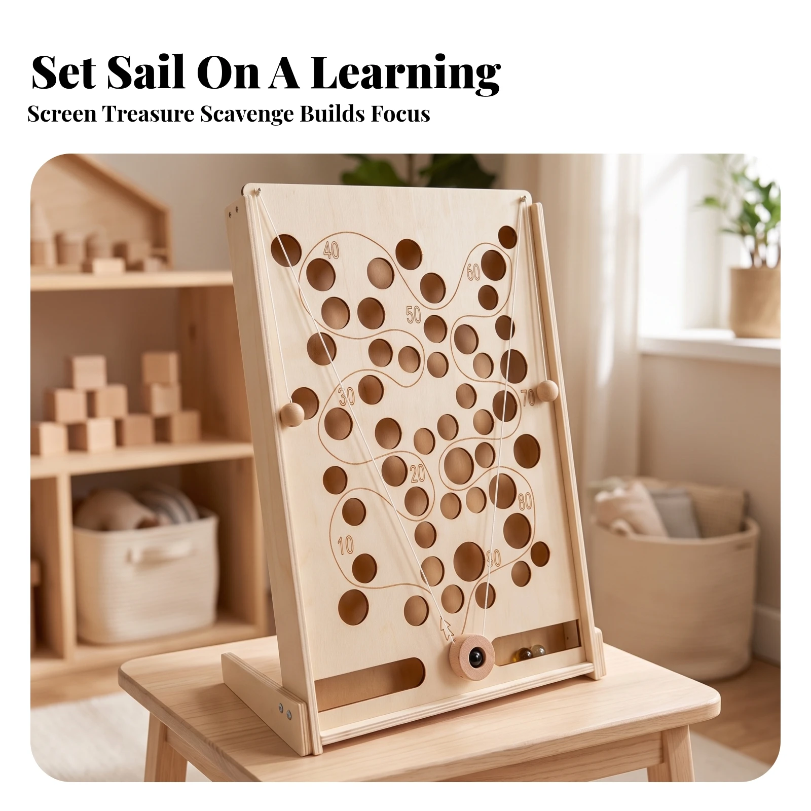 Wooden Marble Maze Game Educational Wooden Labyrinth Maze Game Natural Smooth for Children, Playroom, Classroom