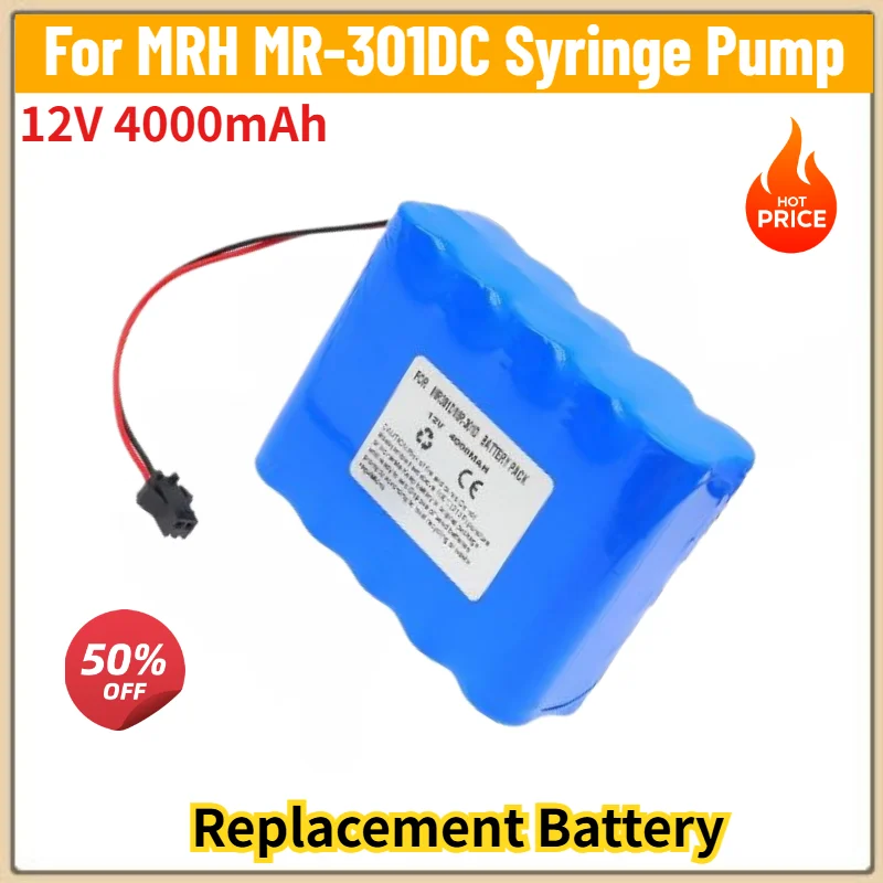For MRH MR-301DC Syringe Pump Brand New High Quality MR-301D 12V 4000mAh Replacement Battery