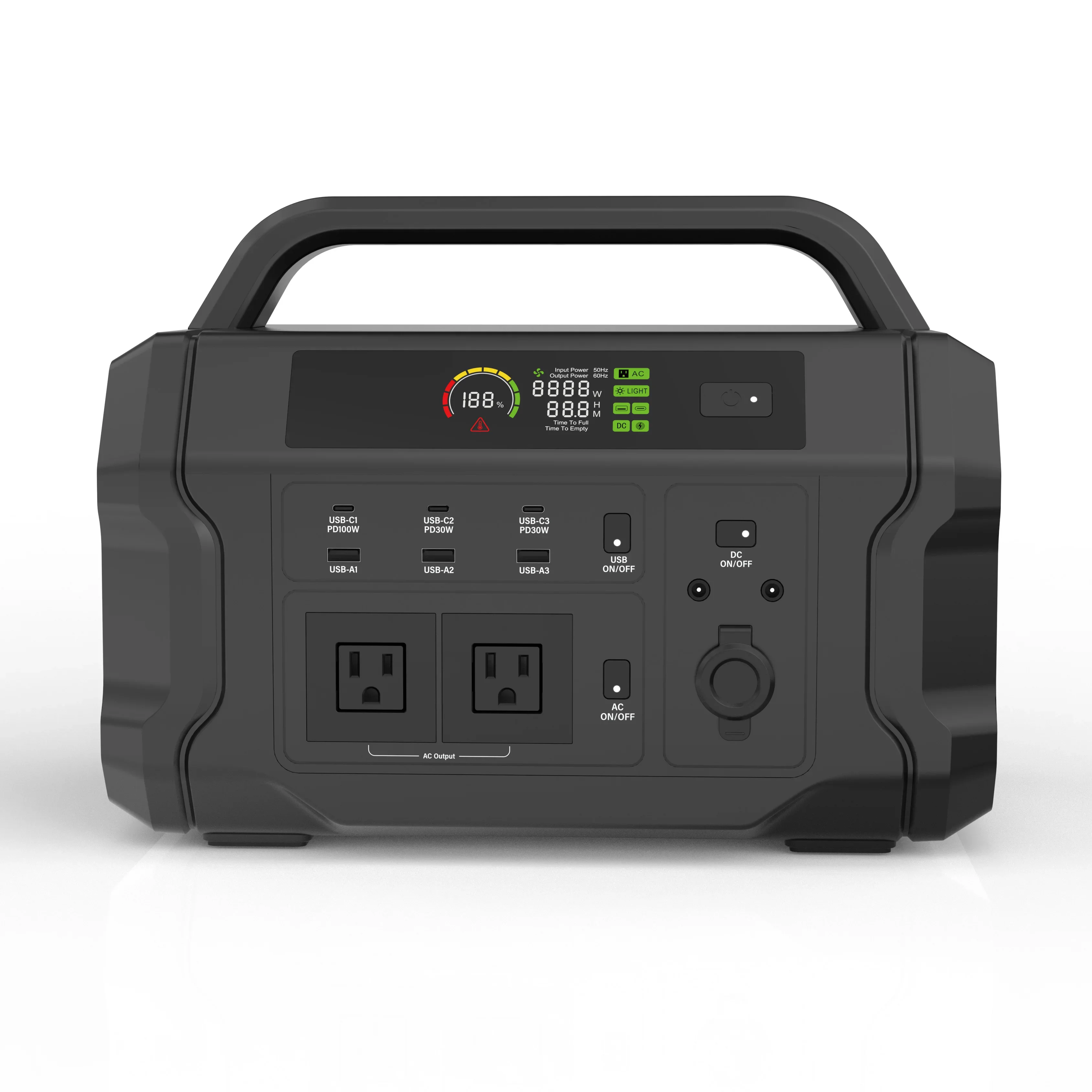

1200W 110V 220V 230V AC DC Output Solar Powered Quick Charge UPS Portable Power Station for Camping