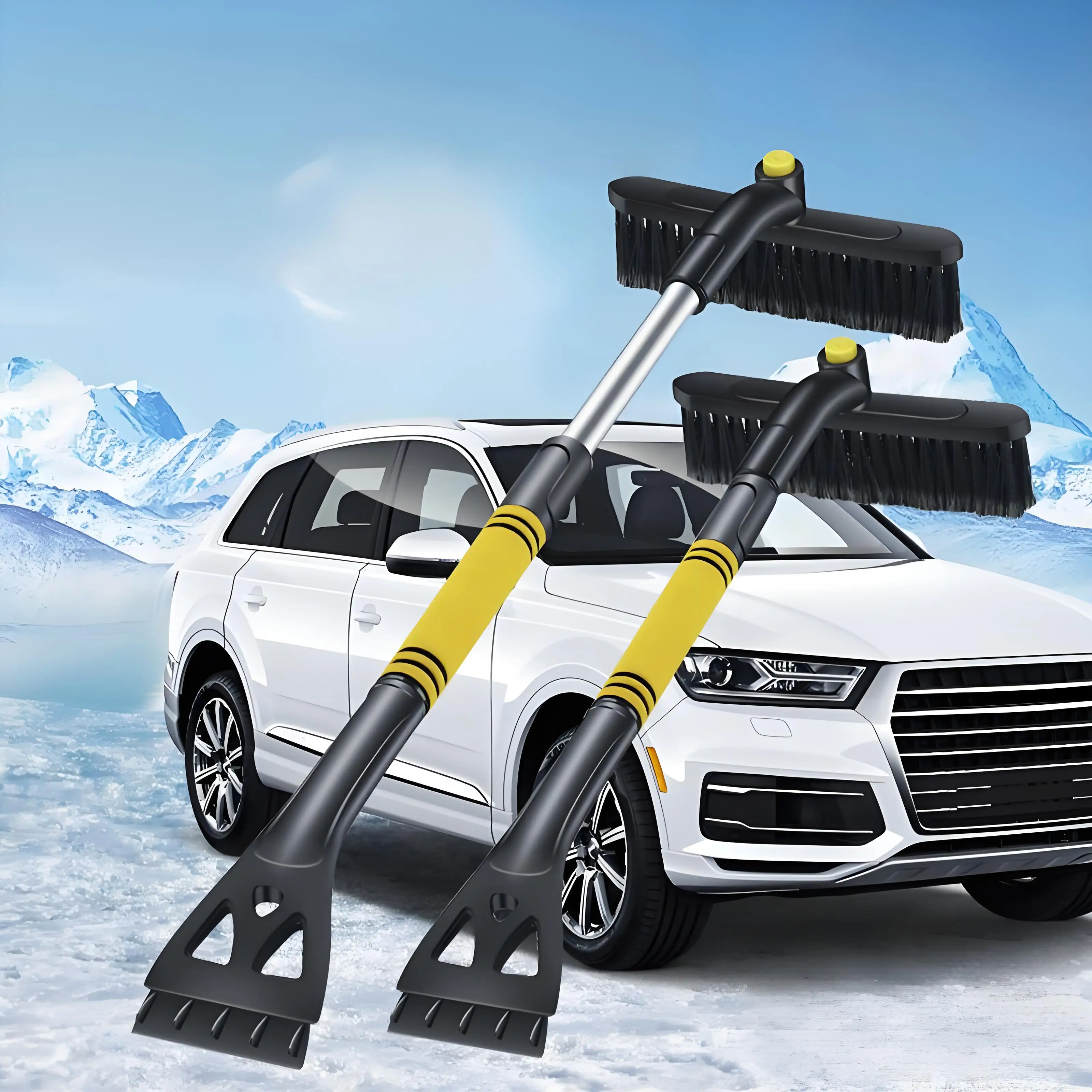 

Car Winter Snow Removal 3 in1 Ice Scraper Remover Cleaning Windshield Window Snow Brush Retractable Cleaner Exterior Accessories