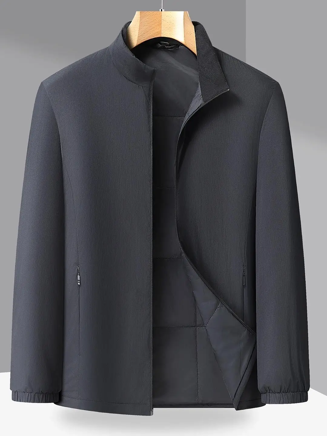 

Men's Loose Fit Lightweight Cotton Jacket Zipper Collar Autumn Winter Fashionable Outerwear Comfortable Breathable Casual Coat