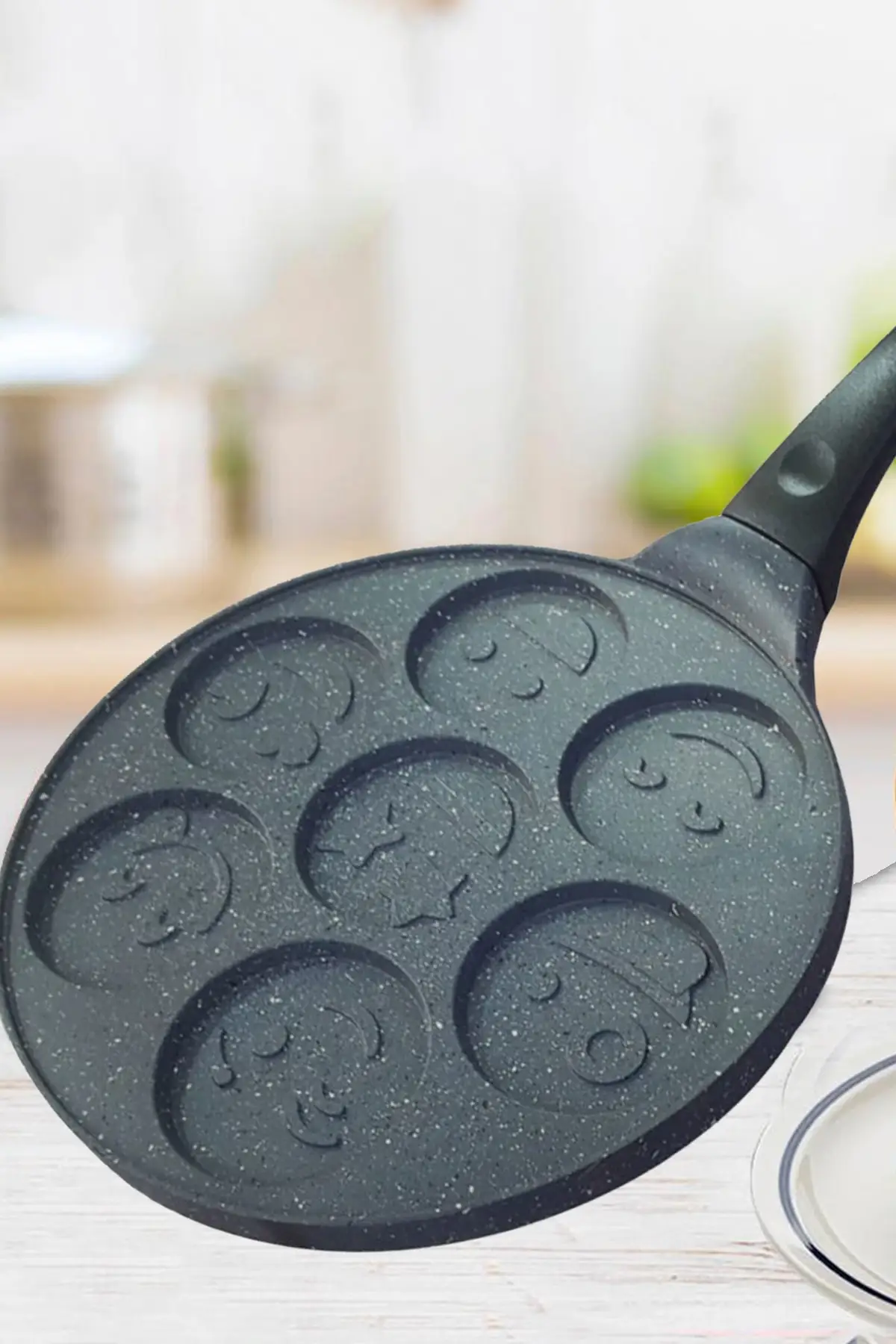 

Smile Granite Pankek Crepe Pan Emoji Pattern Kitchenware Nonstick Tableware Utensils for Kitchen