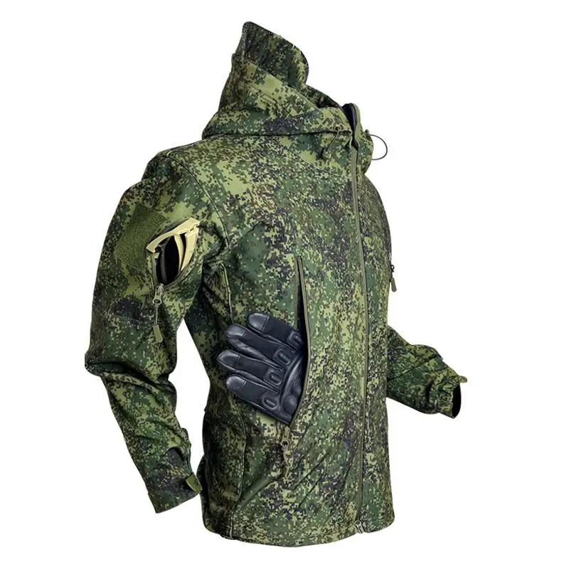 5XL 6XL GL Hot Multiple Pockets Outdoor Sharkskin Softshell Rushing Jacket Suit Men's Fan Windproof Padded Mountaineering Jacket