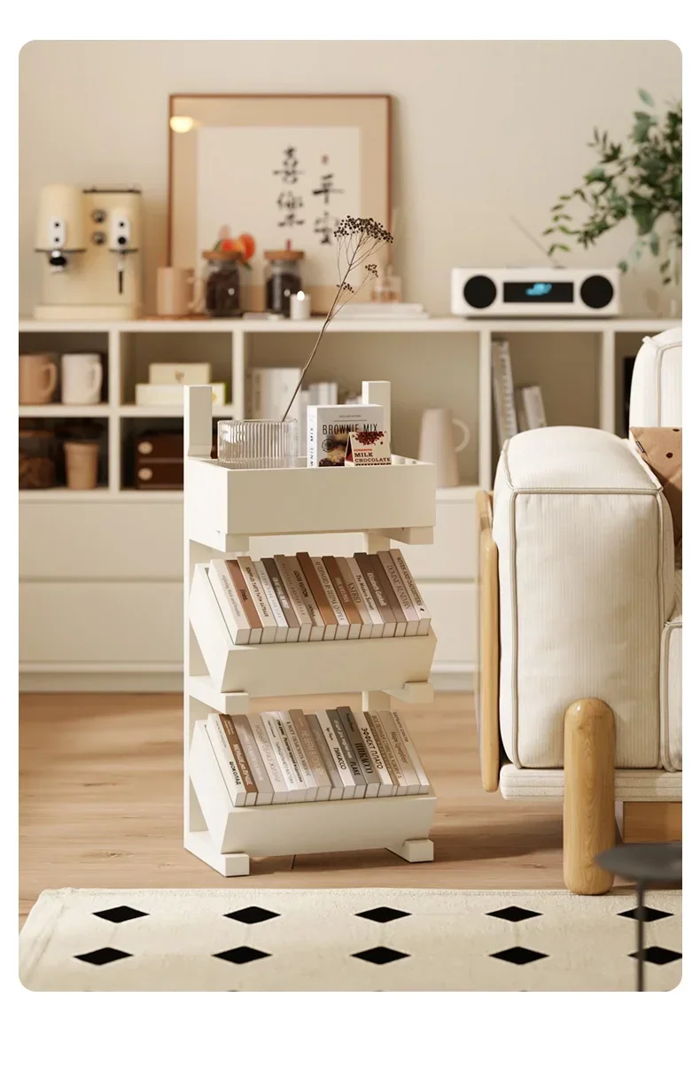 Small cabinet shelf Bookshelf Floor-to-ceiling solid wood living room Multi-layer storage cabinet Small apartment picture book