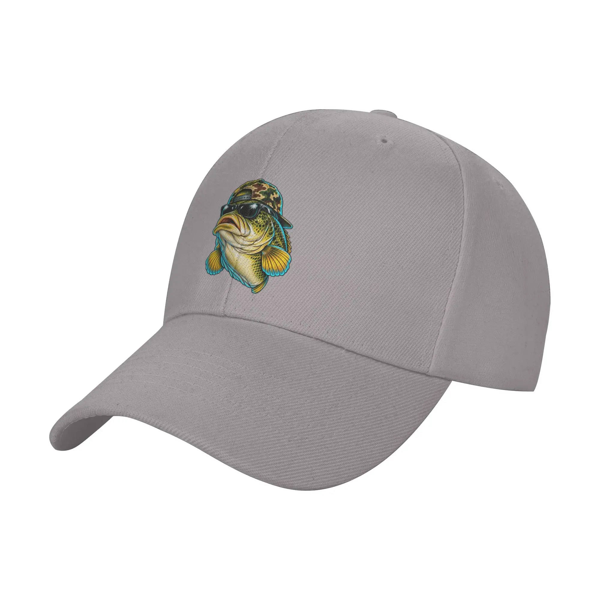 Camouflage Bass Fisher Largemouth Lake Portrait Artwork Trendy Baseball Cap Mountain Climbing Fashion Cap Snapback Cap