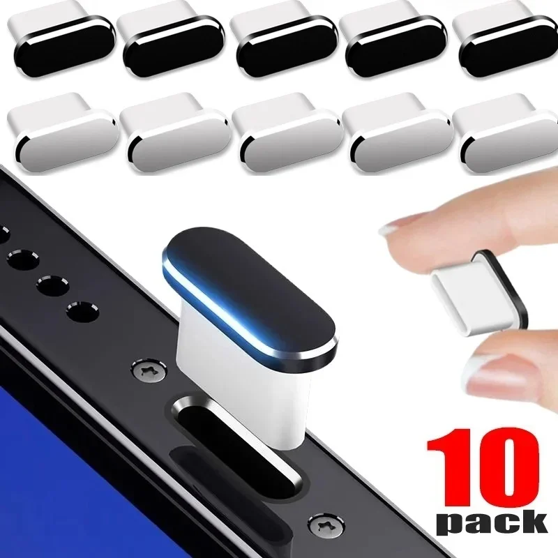 Metal USB C Dust Plug Mobile Phone Type-C Charging Port Protector Cap Dustplugs for iPhone 15 16 Samsung Galaxy S25 S24 Xiaomi
