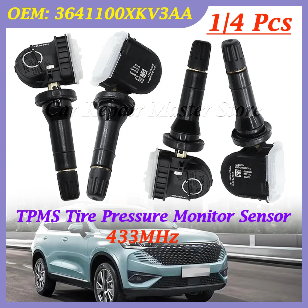 1/4PCS 3641100XKV3AA 433MHz TPMS Tire Pressure Monitor Sensor For Great Wall HOVER H5 WINGLE 5 C30 Tank 330 300 500 Haval XY H5