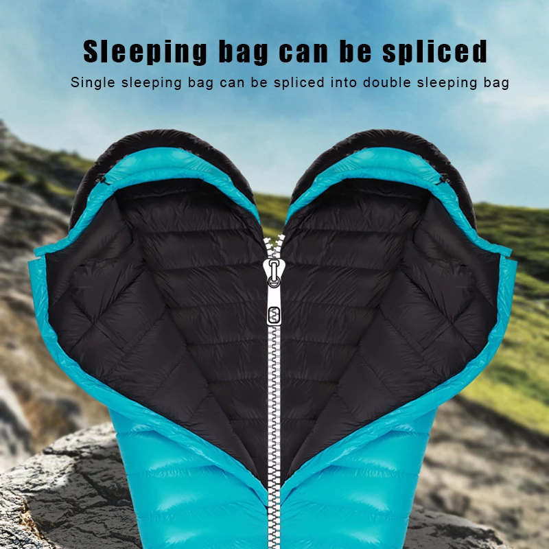 800G1200G1500G 95% White Goose Down Filled Ultra Lightweight Adult Outdoor Camping Down Sleeping Bag Keep Warm Down Sleeping Bag