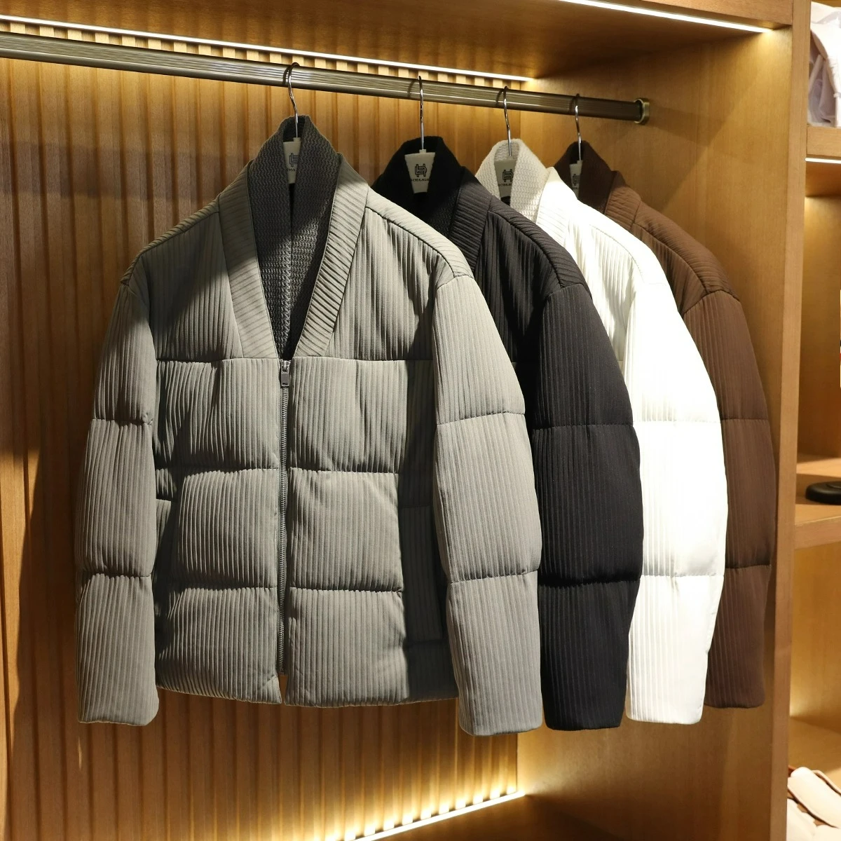 

2025 autumn and winter men's art Japanese retro double-layer collar 90 white duck down down jacket