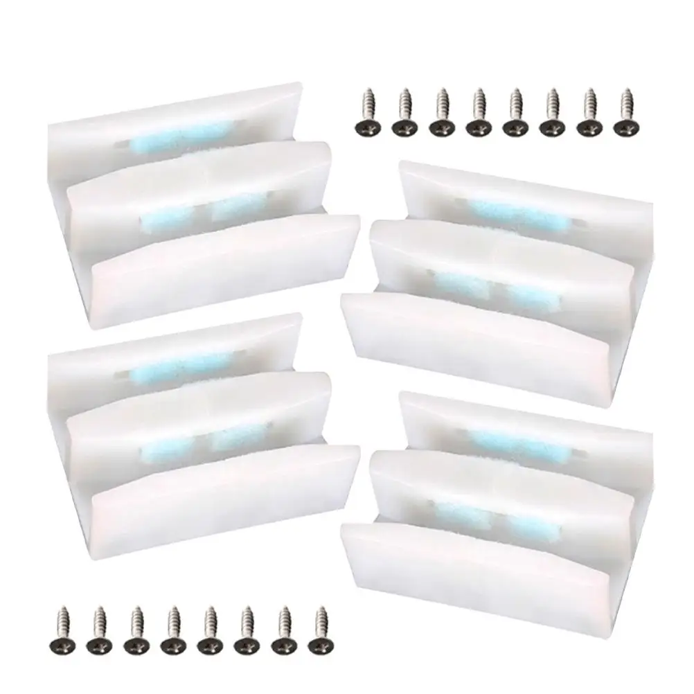 

4 Sets White Plastic Shower Door Guides for Sliding Doors 16 Screws IncludedShower door bottom guide Glass door guide Hardware