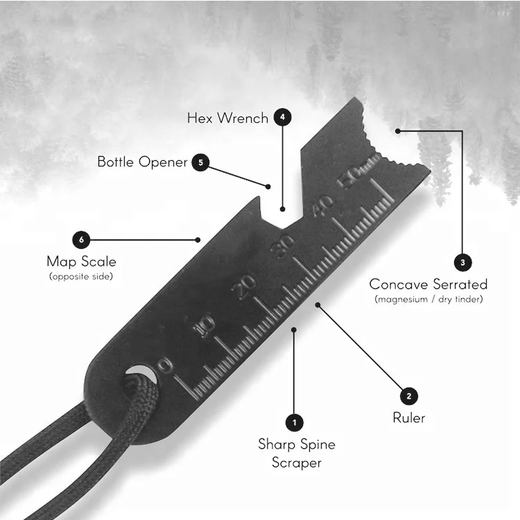 Camping Survival Magnesium Flint Stone Fire Starter Survival Flint and Steel Rods With Multi-tool Striker and Paracord Lanyard - view 5