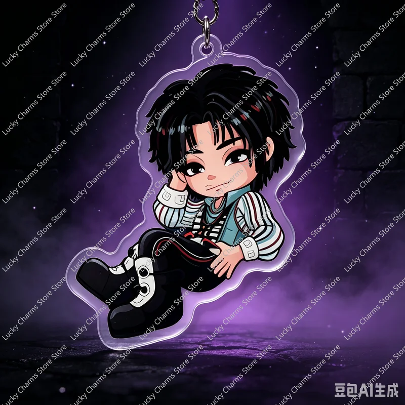Fashion Double‑Side Printed Acrylic Keychain Cute Cartoon Character Pendant Backpack Bag Charm Decorative Accessories