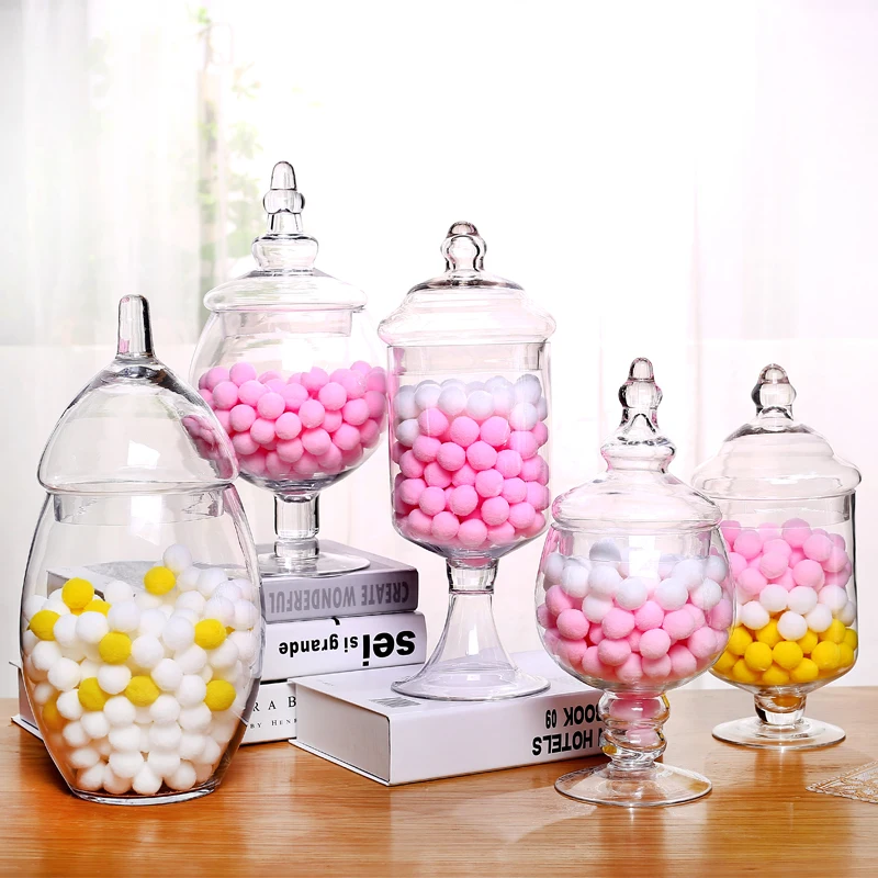 European-style Glass Candy Jars Transparent Glass Storage Jars Transparent Candy Jars Storage Supplies Wedding Decorations