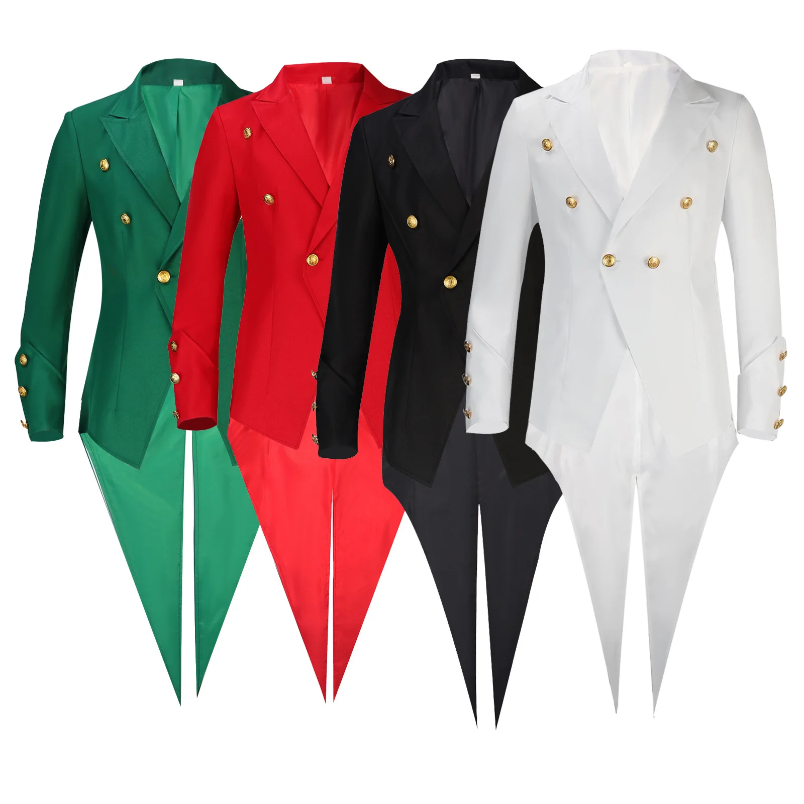 

Medieval Costumes Colorful Court Tailcoats Punk Halloween Stage Performance Suits