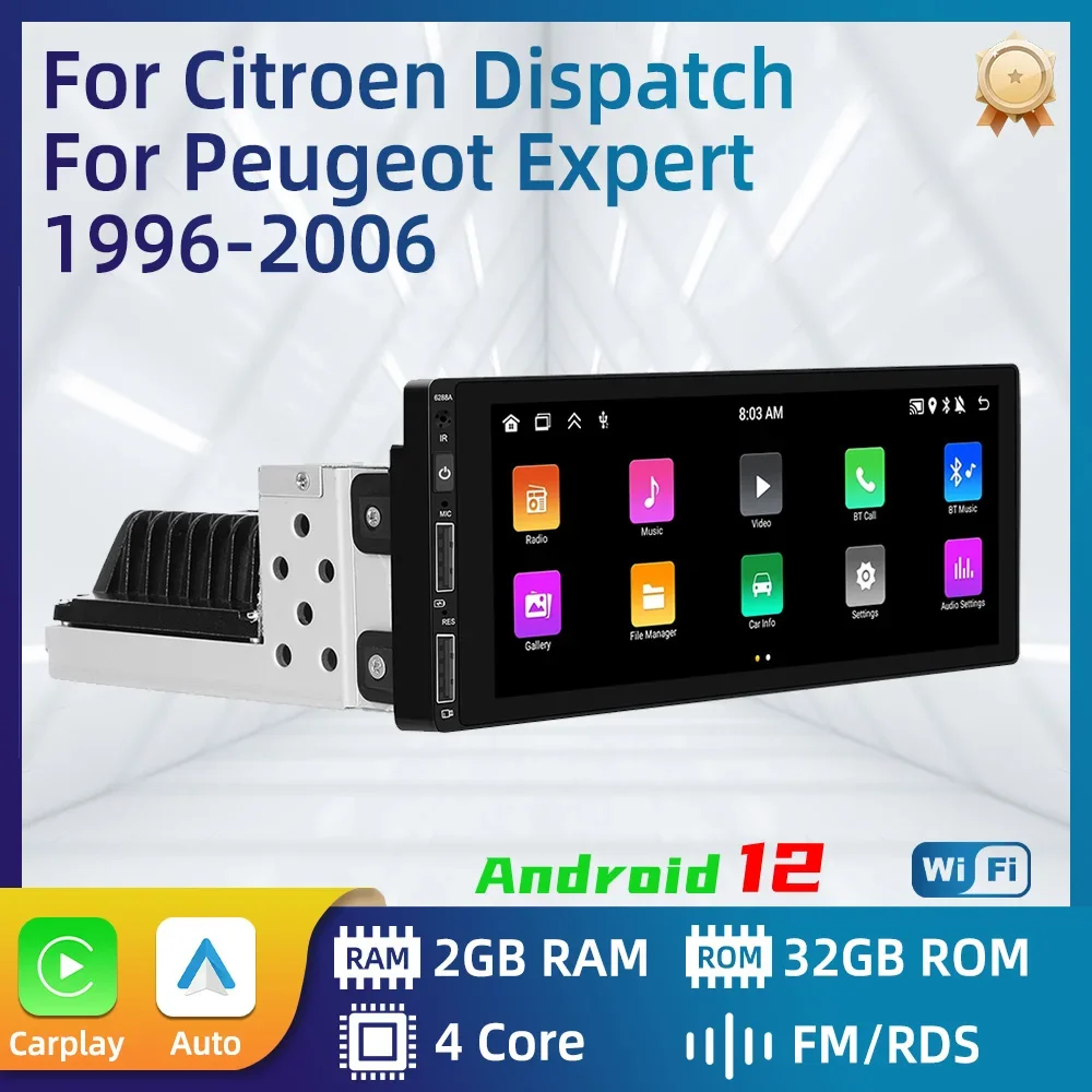 

1 din Android Car Multimedia for Citroen Dispatch Peugeot Expert 1996 - 2006 1 Din Radio Stereo Head Unit Carplay Autoradio GPS