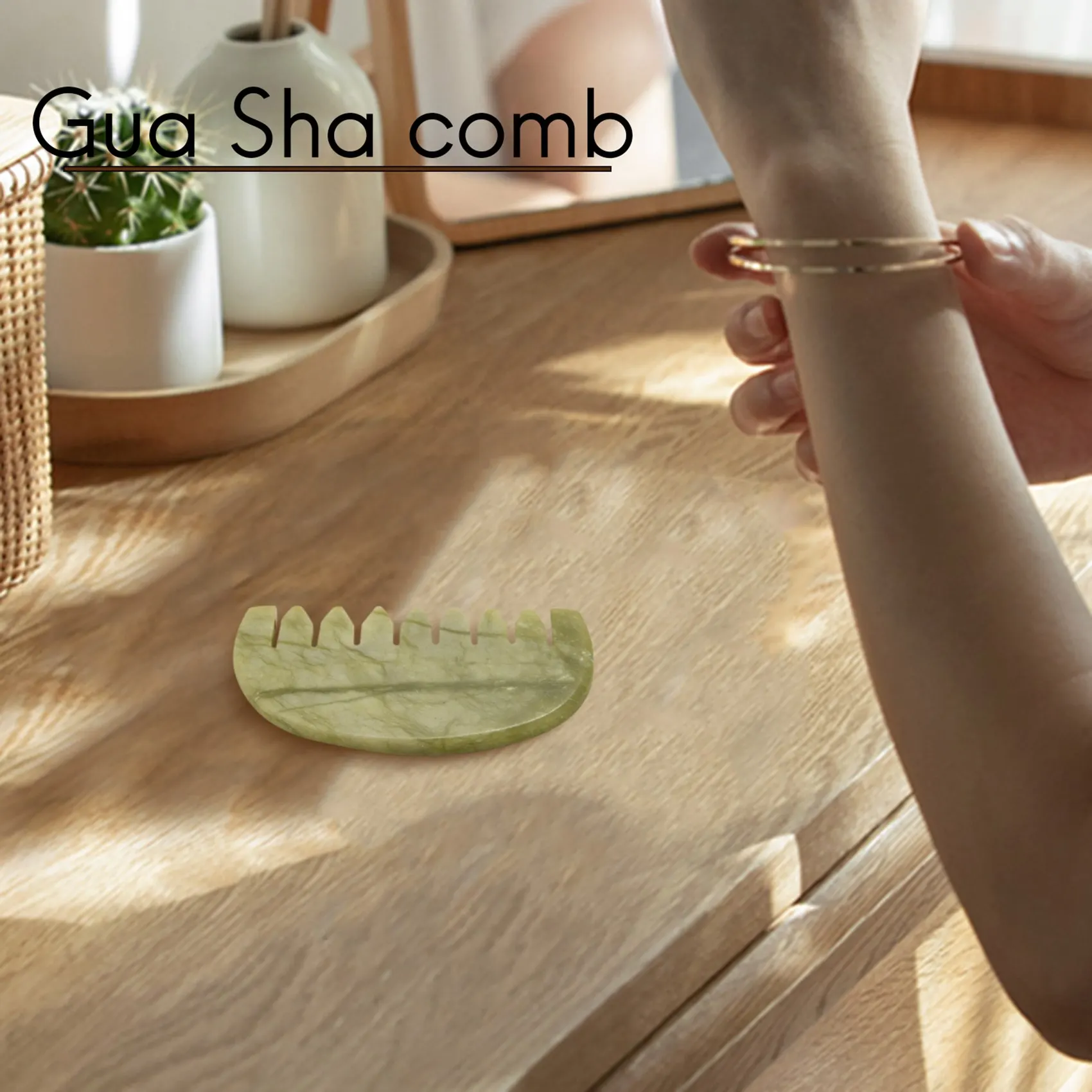 1PCS GuaSha Board Comb Natural Jade Face Body Care Scraping SPA Massage Stone Relaxation Comb Health Care