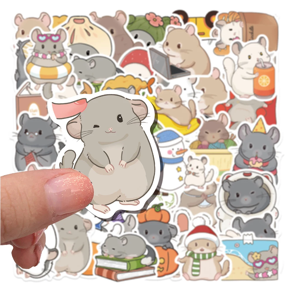 

10/30/50pcs Kawaii Cute Animal Chinchilla Stickers Waterproof DIY Suitcase Notebook Phone Cartoon Graffiti Decals Decoration Toy