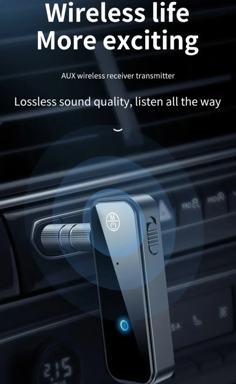 Bluetooth 6.0 Audio Wireless Adapter Empfänger Sender Freisprecheinrichtung 3,5mm AUX-Anschluss USB-Dongle Stereo-Musik für TV PC Auto-Kit – Detail 1