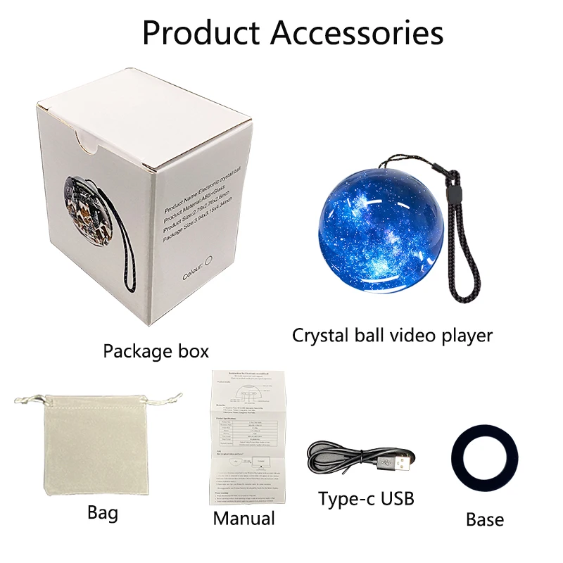 Rechargeable 4GB Memory Lcd Screen Video Balls Magic 3d Electronic Video Crystal Ball for Gift