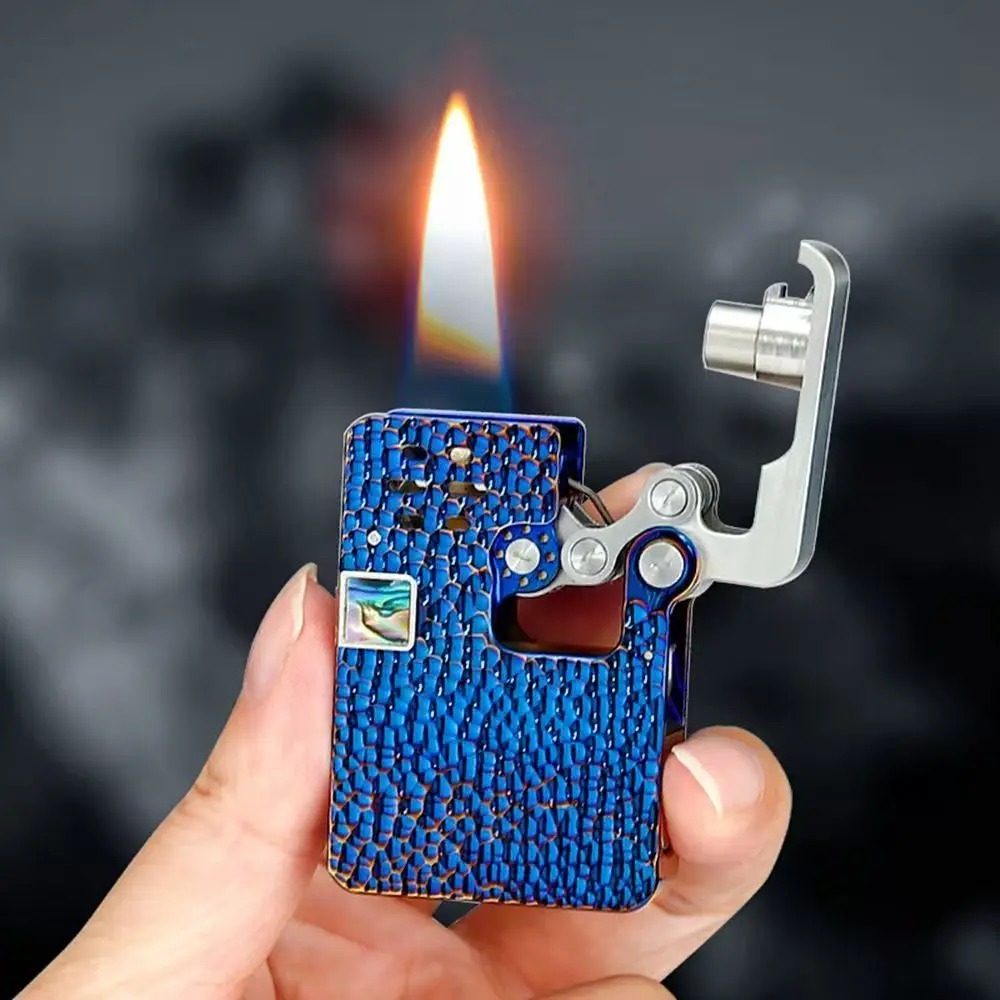 Caibei Mechanical Ejection Kerosine Lighter Automatic Retro Windproof Creative Hollow Connecting Rod Men's Gift