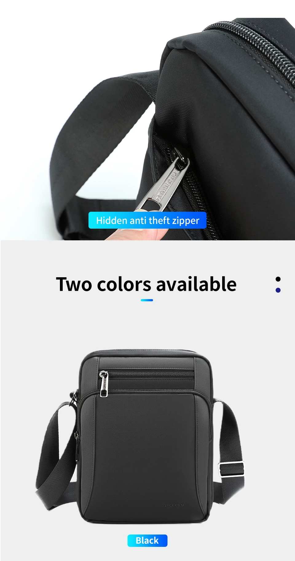 Tigernu Vintage wasserdichte Umhängetasche Herren Mode Umhängetaschen stoßfest fit 9.7 "iPad Herren tasche Gürtel tasche Mann Tasche für Männer – Detail 8