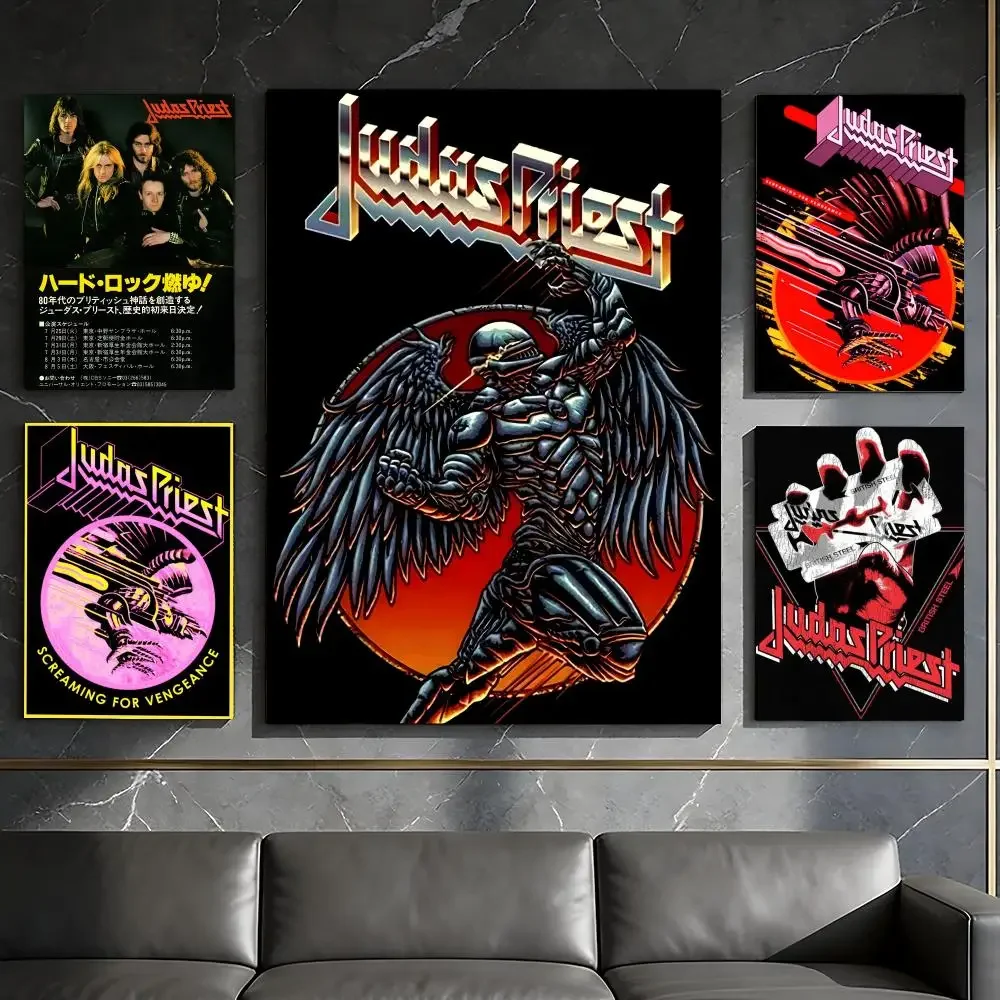 Rock Band J-Judas P-PriestES Poster Waterproof Peel & Stick Wall Sticker Self Adhesive Art Decor For Living Room Bedroom
