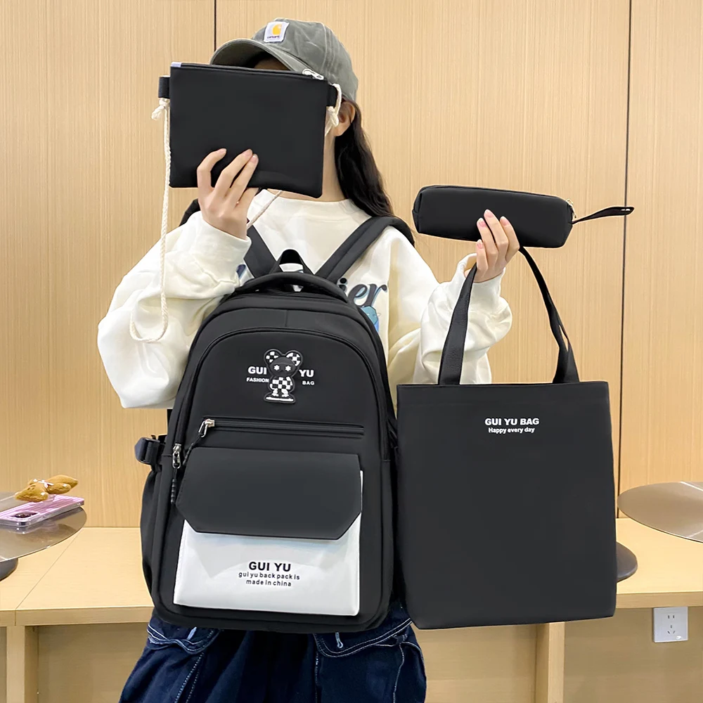 4pieces schoolbag female high-looking cute style high school student k-style junior high school student large-capacity backpack new backpack school