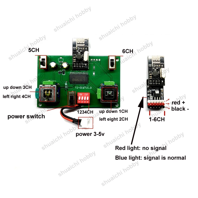 Carte émetteur-récepteur pour avion RC, télécommande bricolage, pièces de système radio, 300 mètres de distance, 2.4G, 6 canaux, voitures, bateaux, 1 ensemble