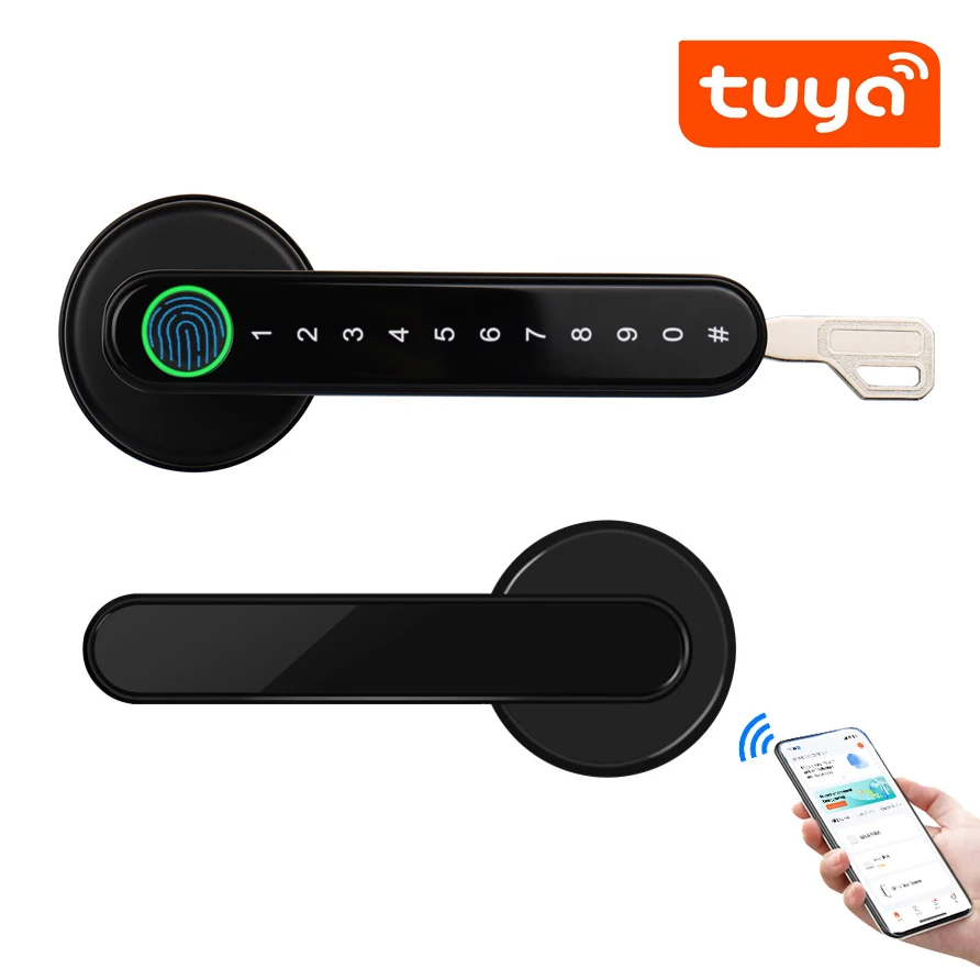 Tuya Smartlife APP Remote Control Smart Fingerprint Biometrics Password Deadbolt Lock For Indoor Wooden Metal Door