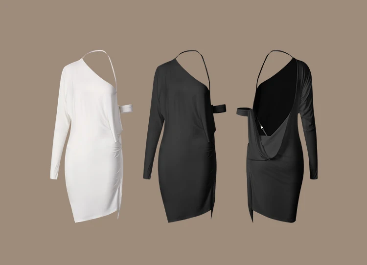 Zym فستان رقص اللاتينية فستان اللاتينية فستان التانغو الأسود رومبا تشاتشا أبيض أسود فساتين اللاتينية امرأة الظهر قطع 25082