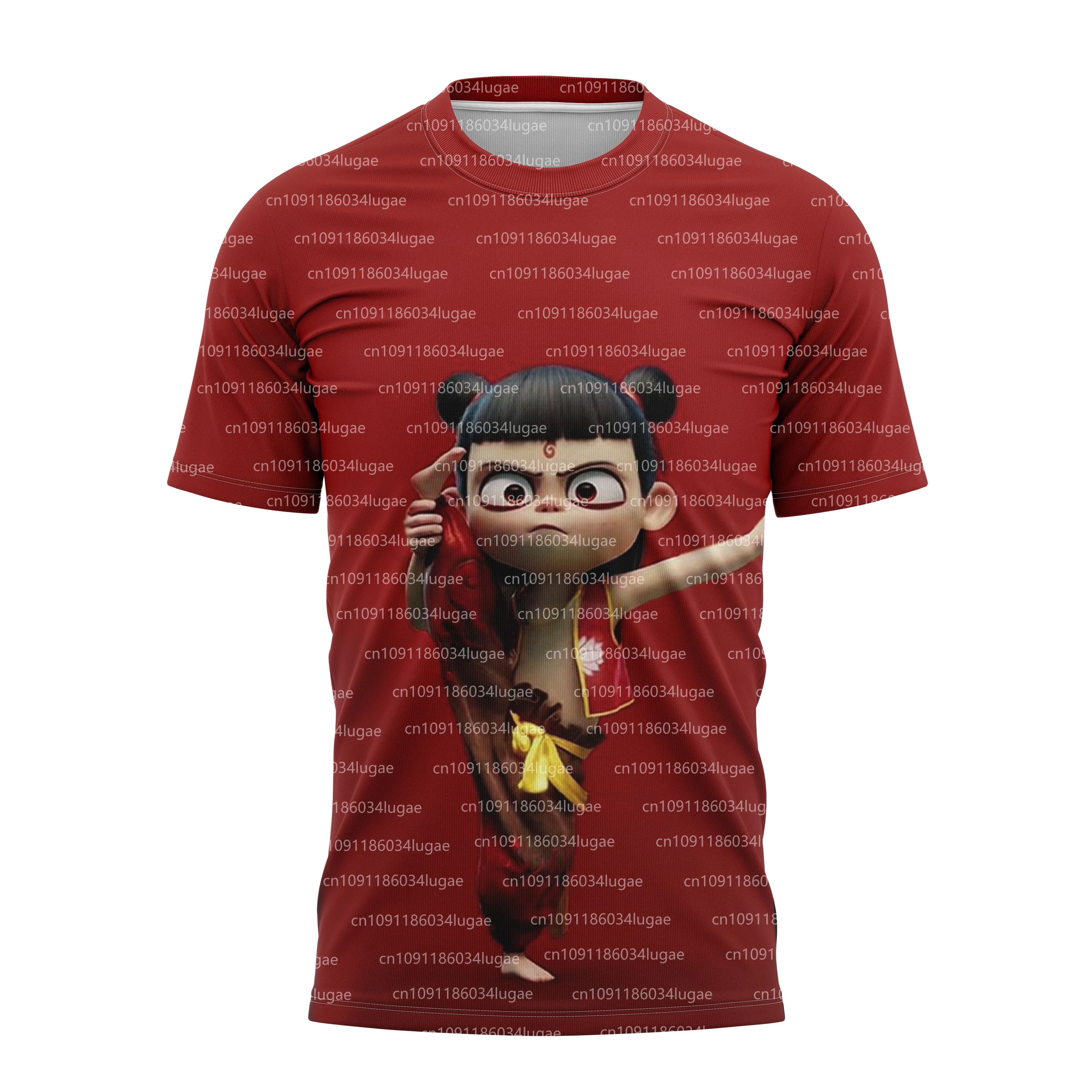 

2025 Animation NE ZHA 3D Printi Men Children Summer Breathable Round Neck Short Sleeve Outdoor Casual T-shirt Man Tops Tee