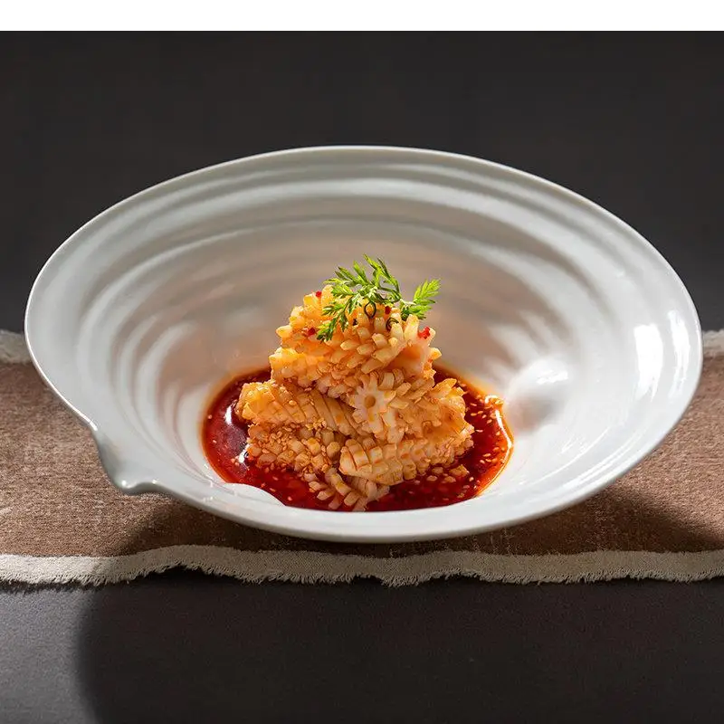 

Ceramic Bowl Restaurant Salad Pasta Dessert Bowls Fruit Soup Household Pure White Tableware