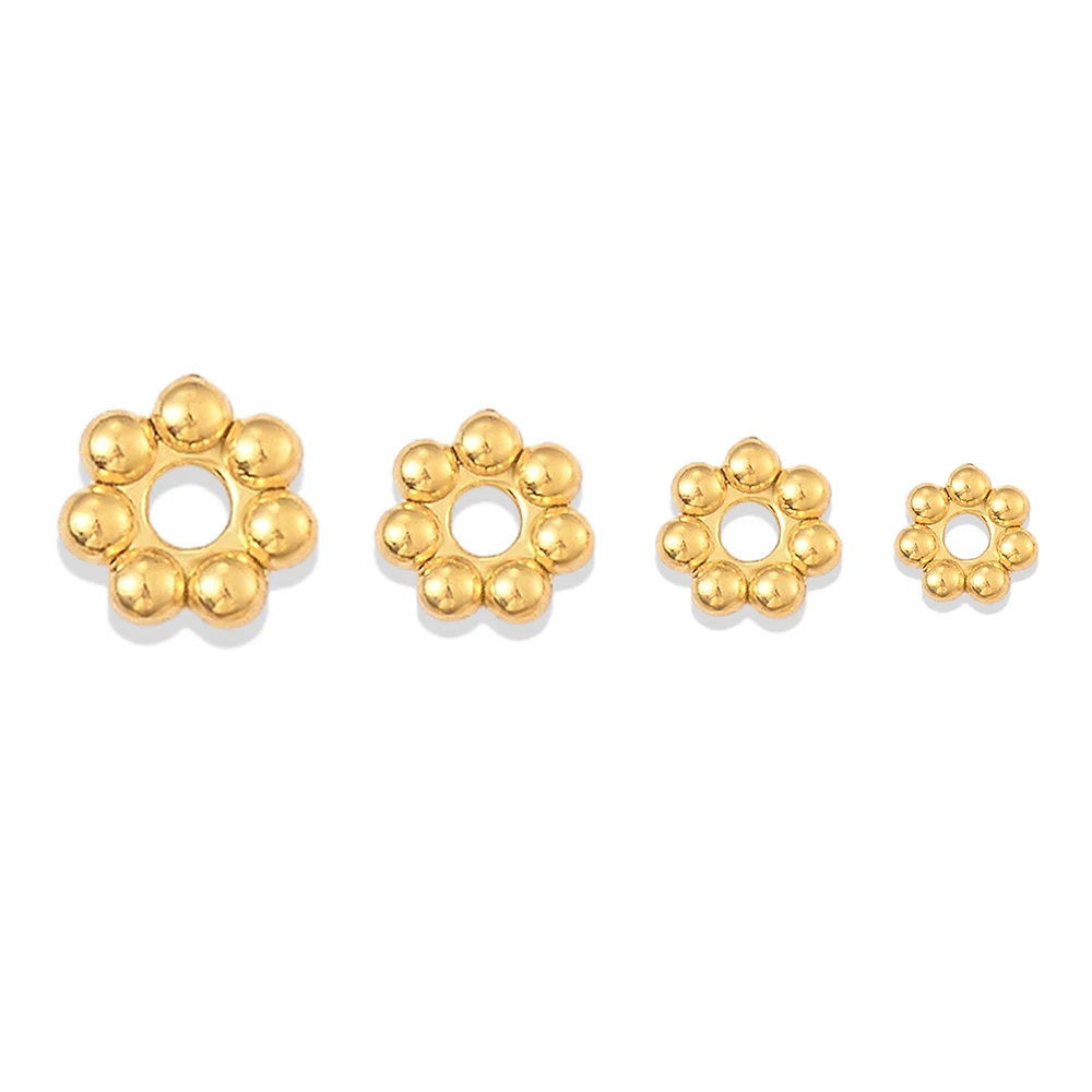 30pcs Stainless Steel 3/4/5/6mm Snowflake Flower Spacer Beads Gold Plated Loose Bead for Jewelry Making DIY BraceletsAccessories