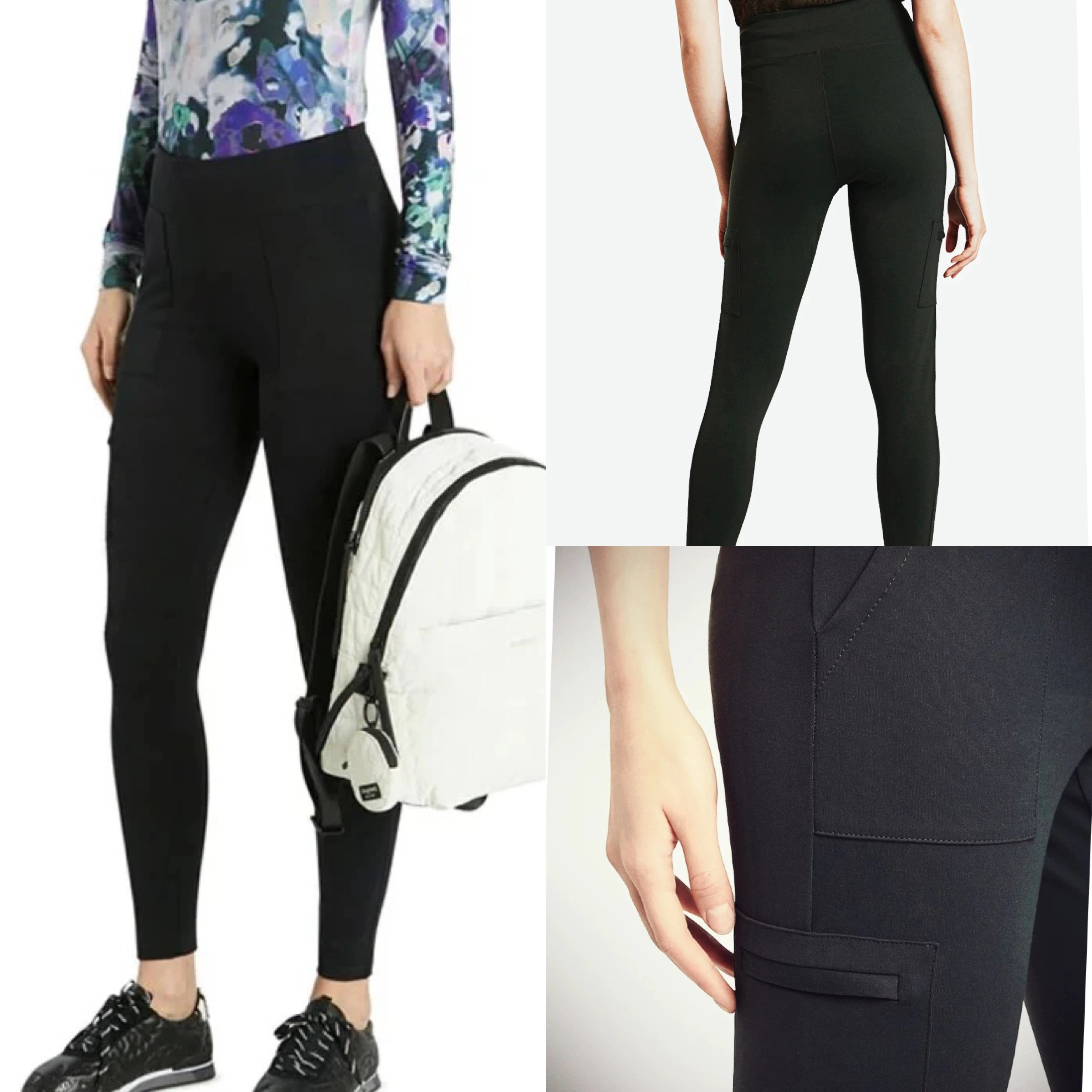 

Spanish original single women's elastic slim fit multi pocket yoga pants leggings black new style