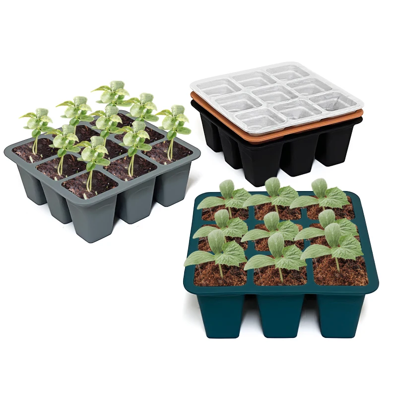 9 Cell Silicone Vegetable Seed Starting Tray Greenhouse Nursery Seedling Germination Container Plants Propagation Grow Box