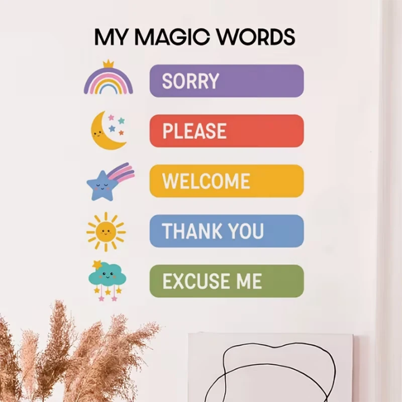 3pc/set my magic words wall stickers children's room decoration civilized language stickers