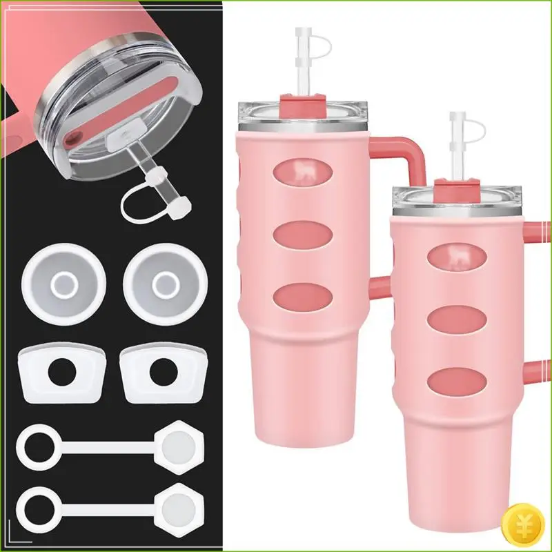18 قطعة مجموعة سدادة انسكاب سيليكون شفاف-أبيض لستانلي كوينشر H2.0 فلاوستيت بهلوان 40 أوقية 30 أوقية #2
