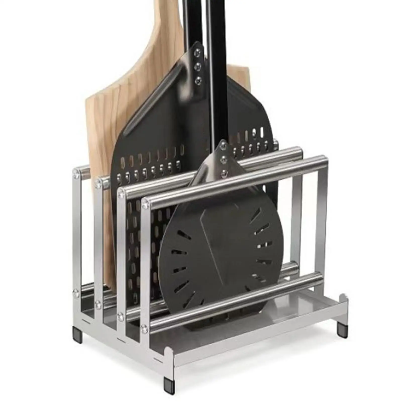 

Pizza Rack Tabletop Rust Resistant Display Rack 4 Available Slots Storage